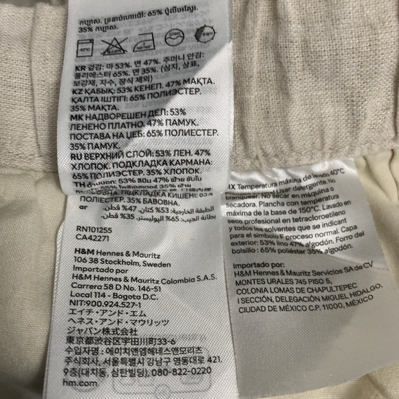 H&M Pants Women's L Tan Linen Pull On Beach Pockets Adjustable String Cropped. - Picture 13 of 14